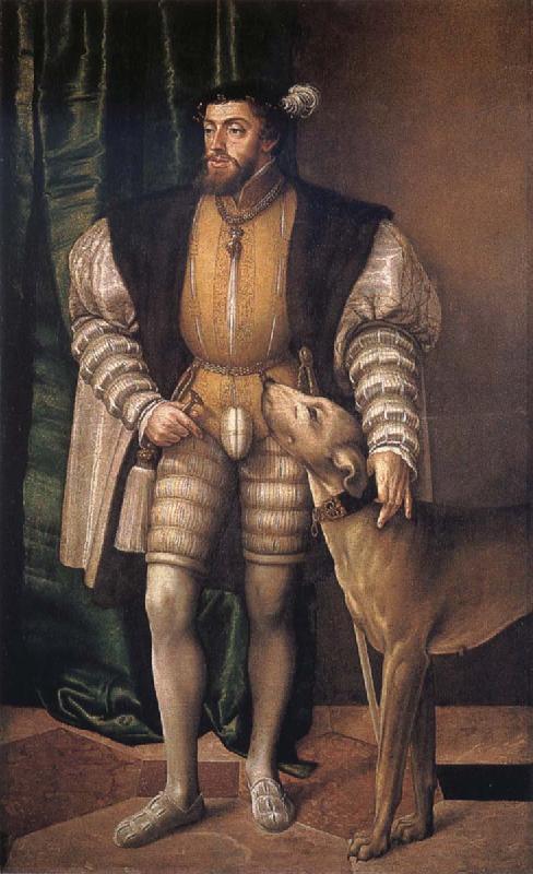 SEISENEGGER, Jacob Emperor  Charles V with his Ulm mastiff